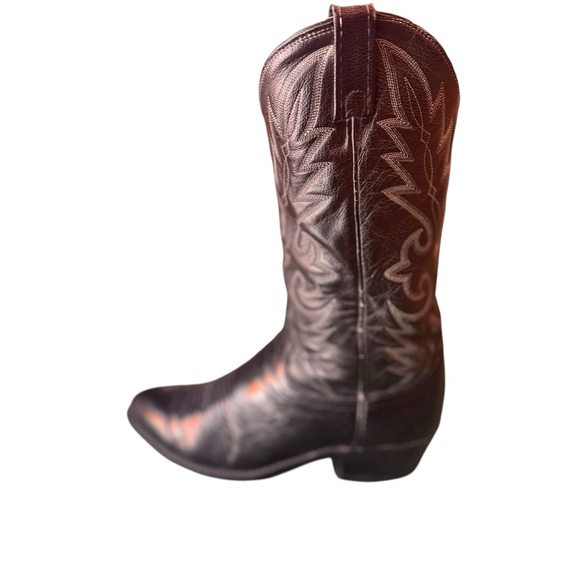 Dan Post Vintage Black Leather Western Cowboy Boots Men’s Size 8 USA Made in EUC - Picture 7 of 15